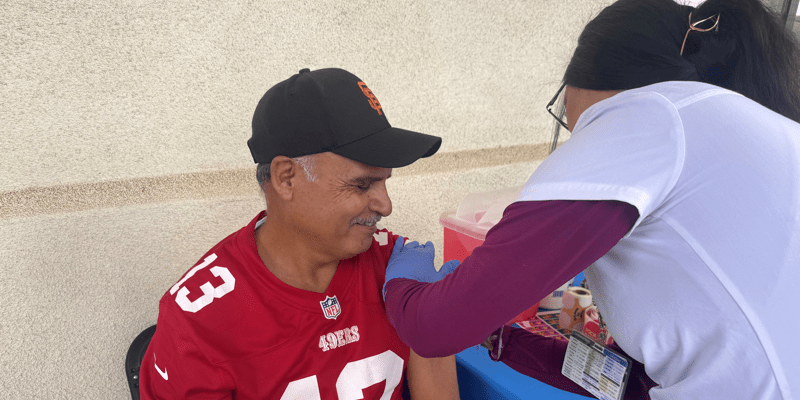 Man gets flu shot