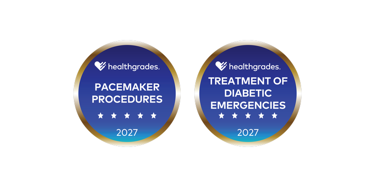 healthgrades 2027 badges for treatment of diabetic emergencies & pacemaker procedures