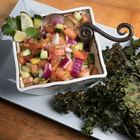 Zesty garden salad with kale chips