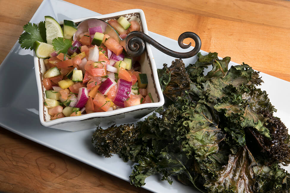 Kale chips and salsa